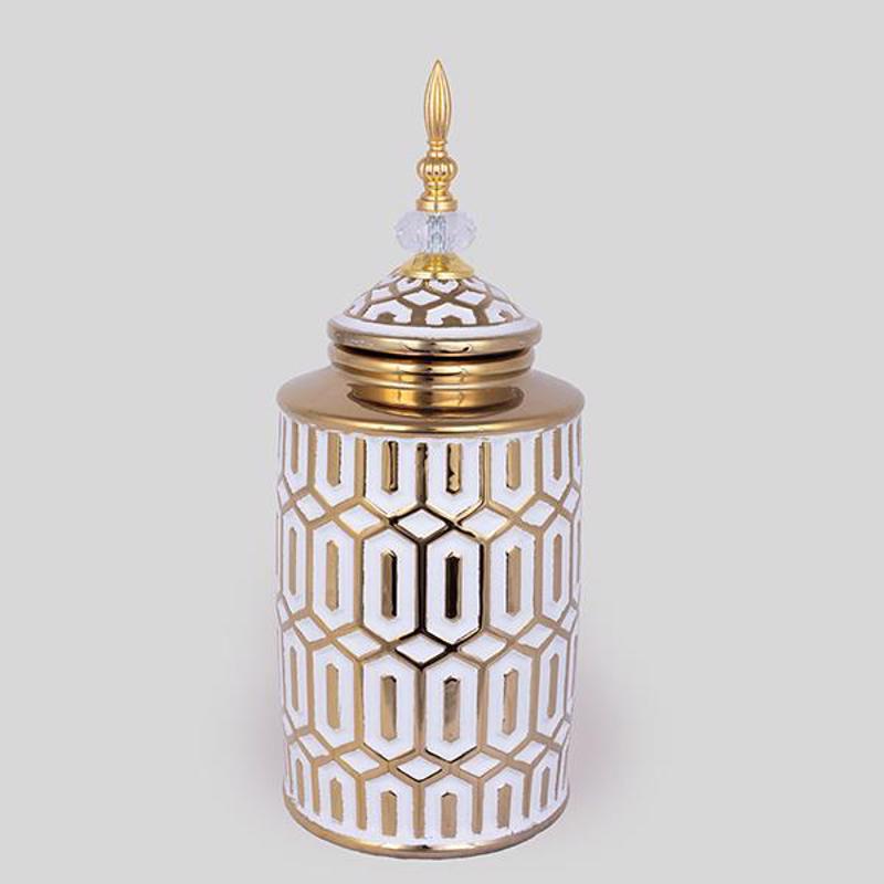 ESTHETI home - ΣΗΜΑΝΤΙΚΟ: Σε περίπτωση διαφοράς τιμής από το κατάστημα ισχύει παντα και μόνο η τιμή του καταστήματος ESTHETI home Βάζο Κεραμικό/Μεταλλικό Λευκό/Χρυσό Φ16.9x